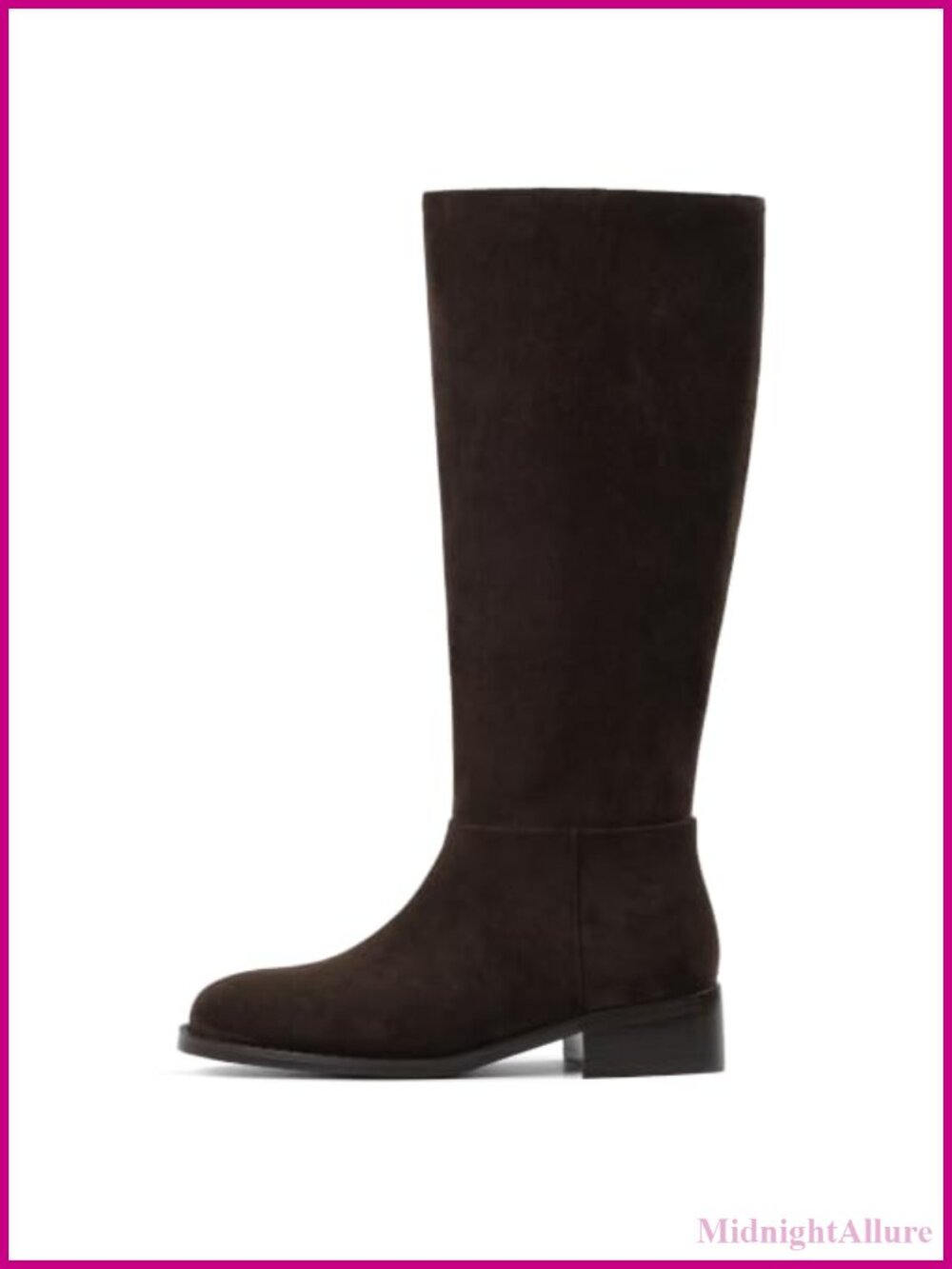 Women's Black Knee High Boots Block Heel Side Zipper Tall Boots